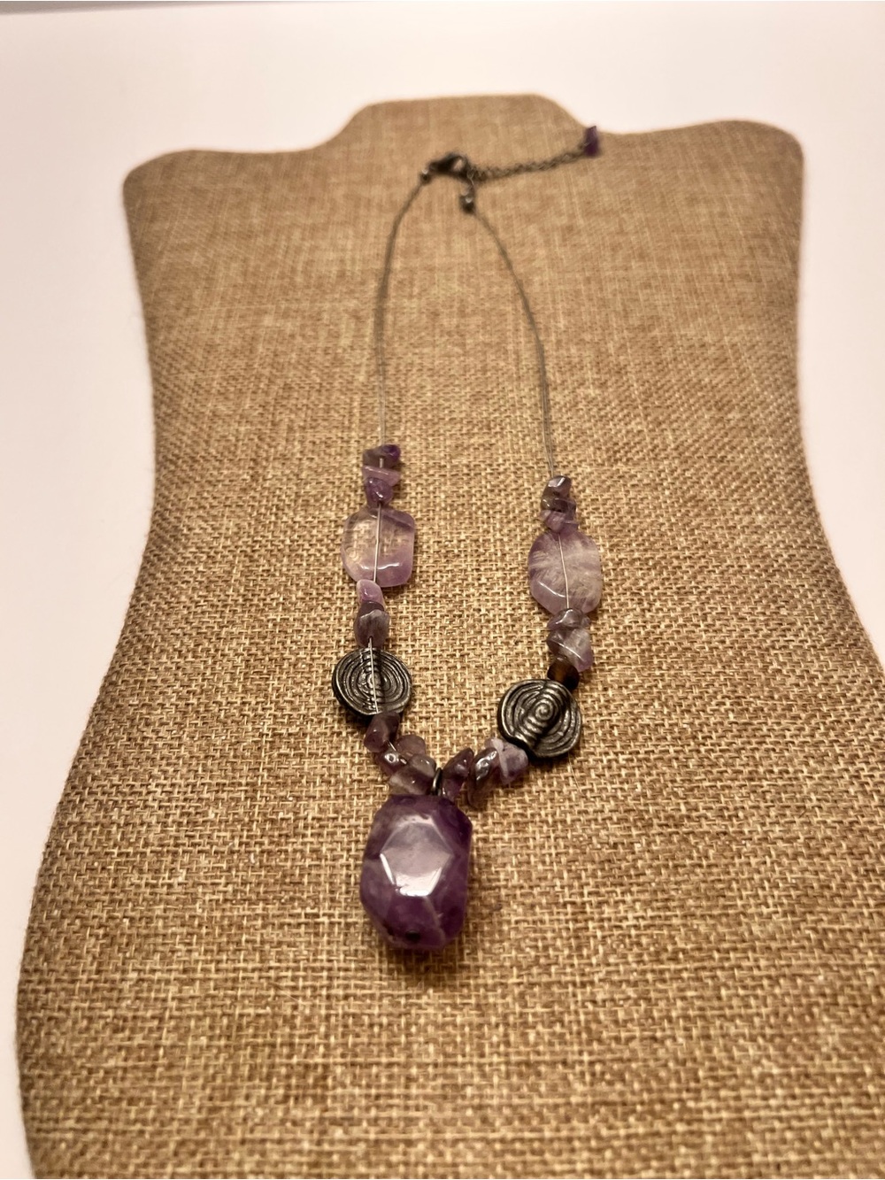 Amethyst Faceted Stone Pendant Necklace - Purple Women’s Jewelry